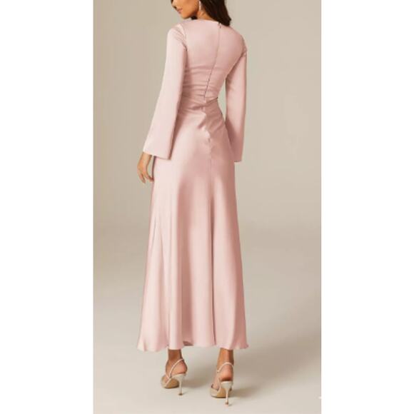 AW BRIDAL 8 M pearl pink Ginevra satin formal bridesmaid maxi dress NEW B26 - Picture 2 of 5